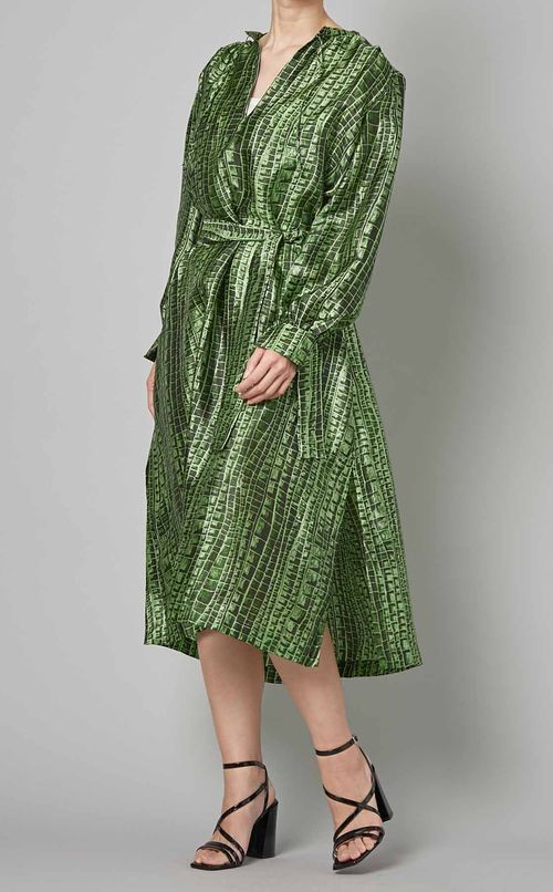 シャイニークレーププリントワンピース