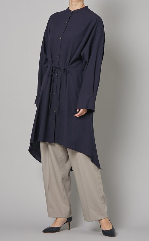 ウールタックシャツワンピース