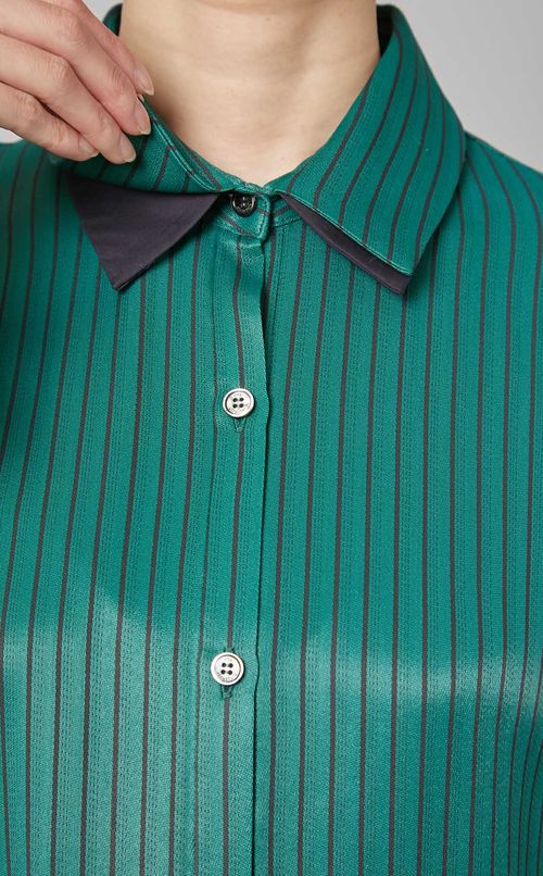 ストライプ切替ロングスリーブシャツ