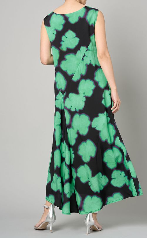 リーフプリントノースリーブワンピース