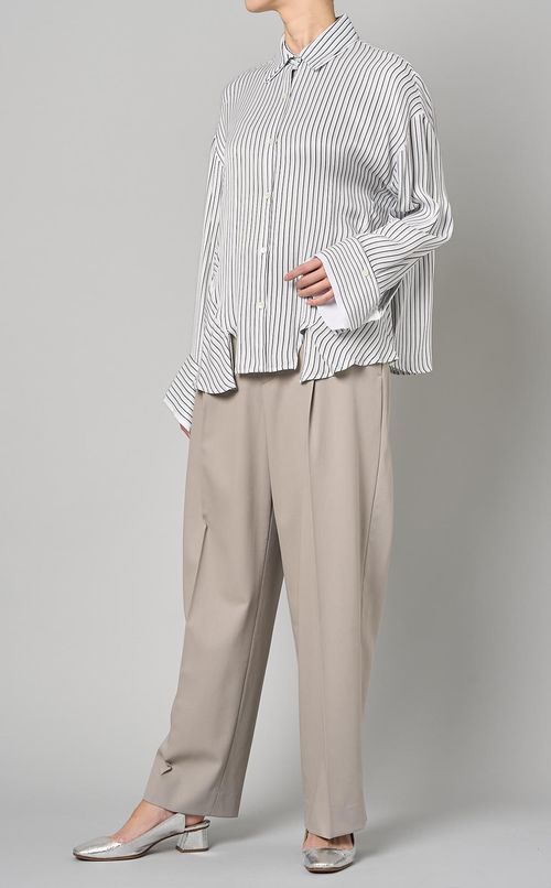 ストライプ切替ロングスリーブシャツ