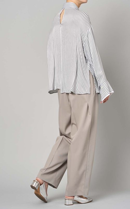 ストライプ切替ロングスリーブシャツ