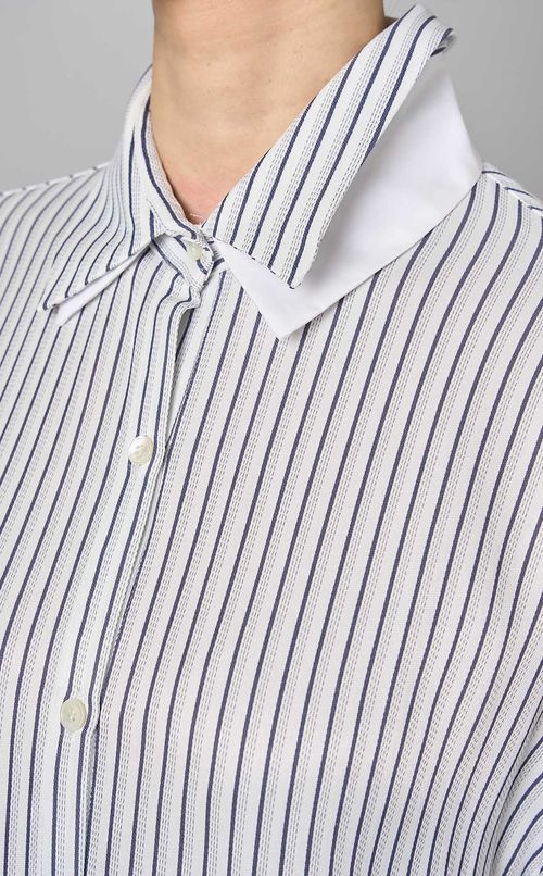 ストライプ切替ロングスリーブシャツ