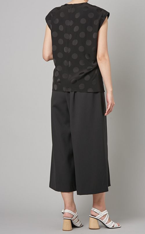 フロッキードットアシメギャザーブラウス