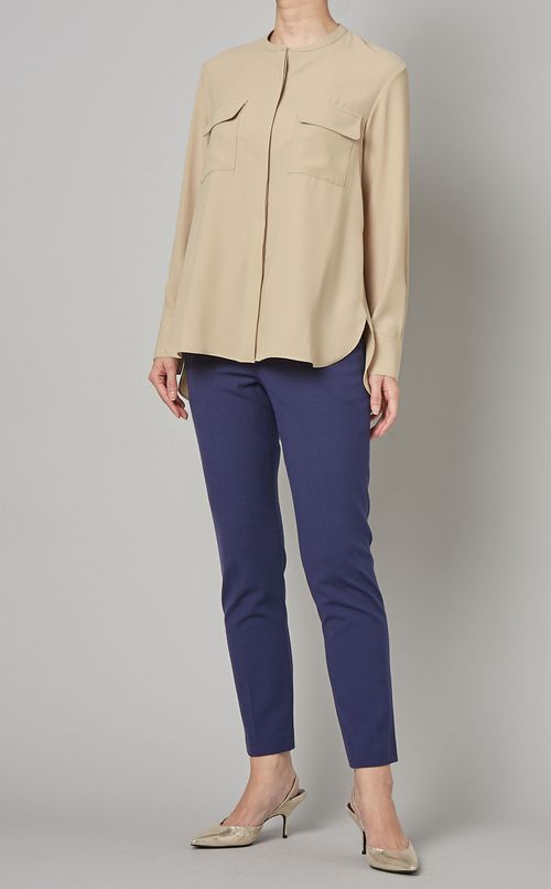 ウール混テーパードクロップドパンツ