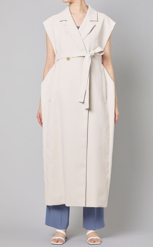 ベルト付ダブルブレステッドジレ