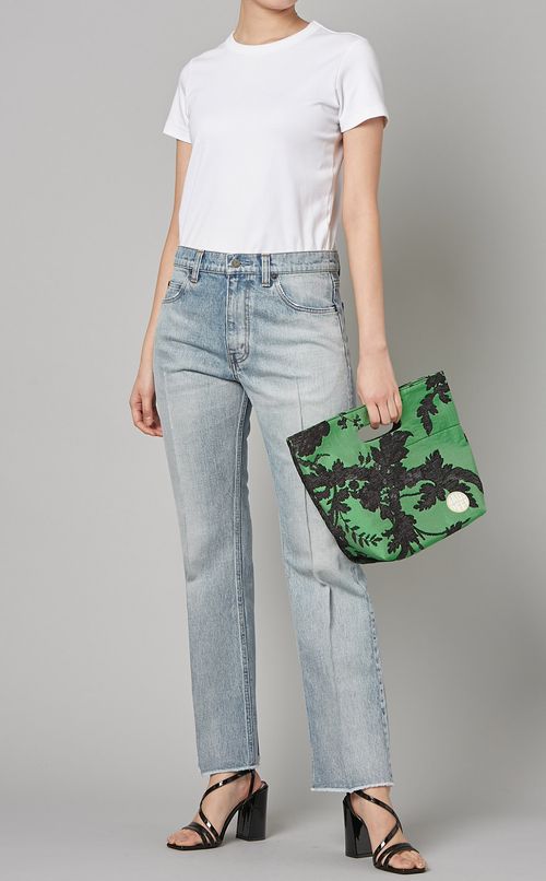 フラワージャガードファブリックバッグ