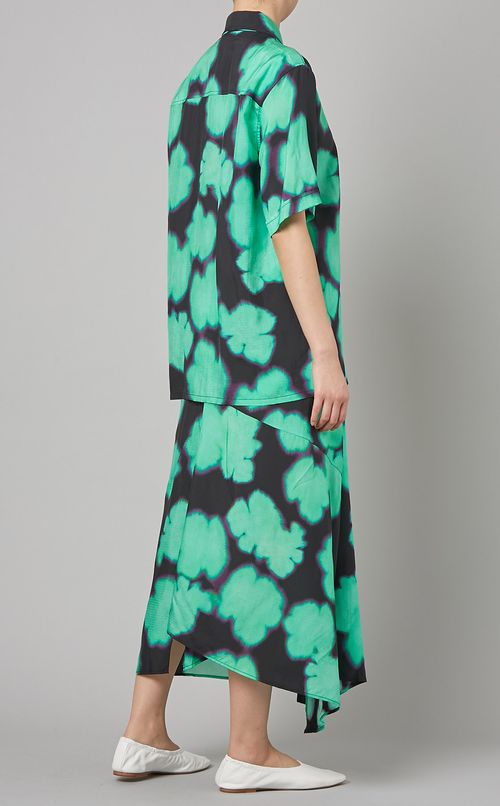 リーフプリントショー卜リーブシャツ