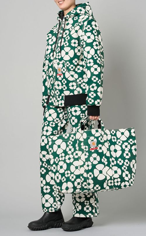 フラワープリントキャンバストートバッグ