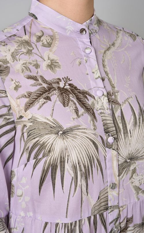 パームプリントコットンシャツワンピース