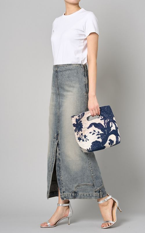 フラワージャガードファブリックバッグ