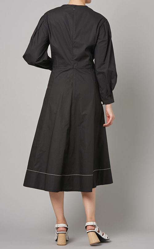 コットンポプリンVネックワンピース