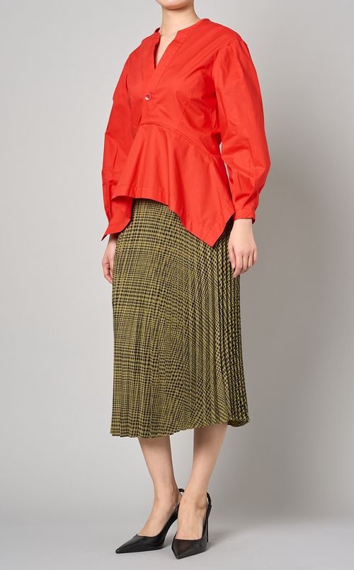 チェックプリーツミディスカート