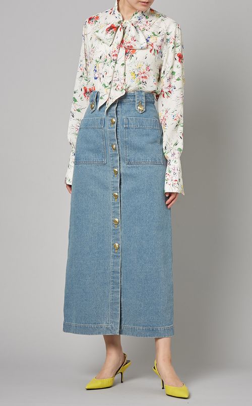 フロントボタンデニムスカート