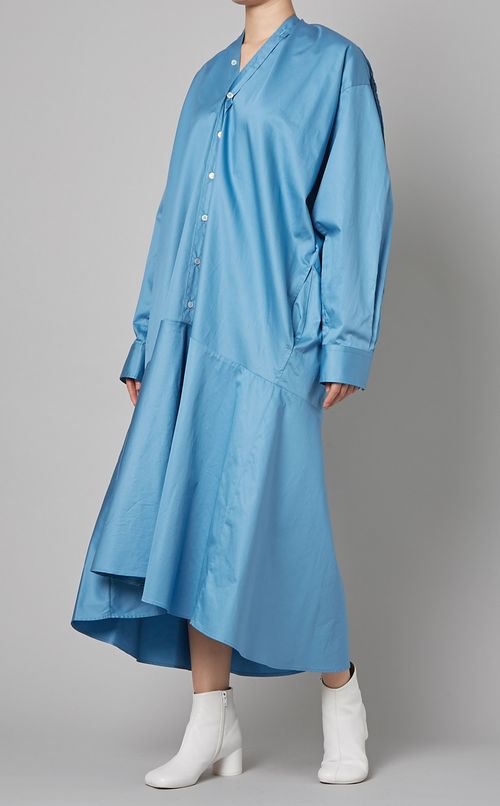 コットンポプリンロングシャツドレス