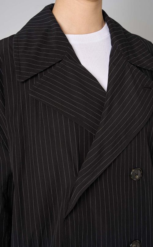 コットンピンストライプロングコート