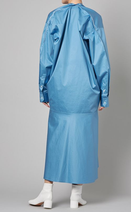 コットンポプリンロングシャツドレス