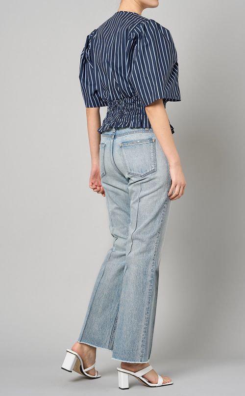 ピンストライプシャーリングブラウス