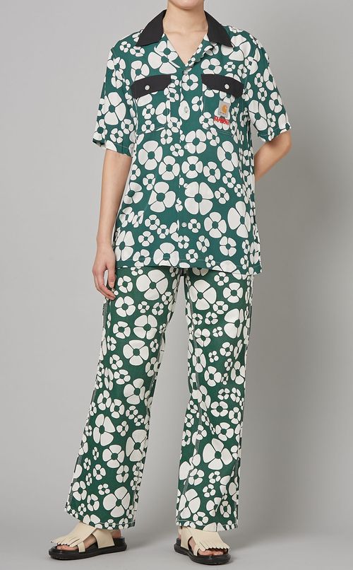 フラワープリン卜フルレングスパンツ