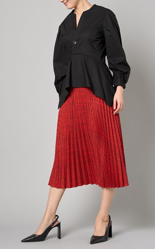 チェックプリーツミディスカート