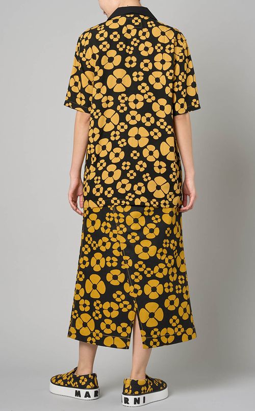 フラワープリントフロントポケットシャツ