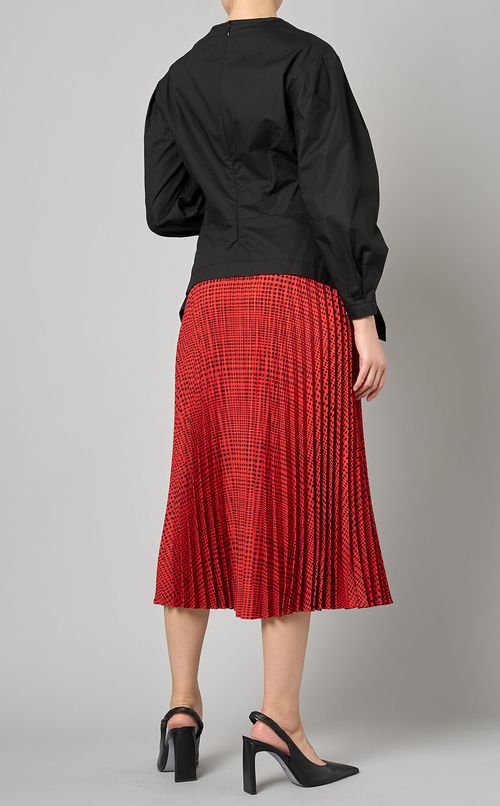 チェックプリーツミディスカート