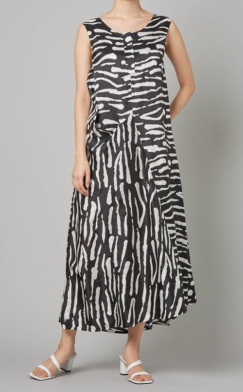 ストライププリントノースリーブワンピース