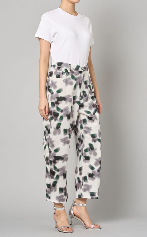 ビッグドットプリントデニムパンツ