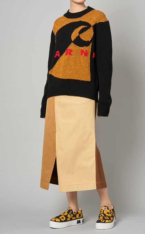 カラーブロックスリットスカート