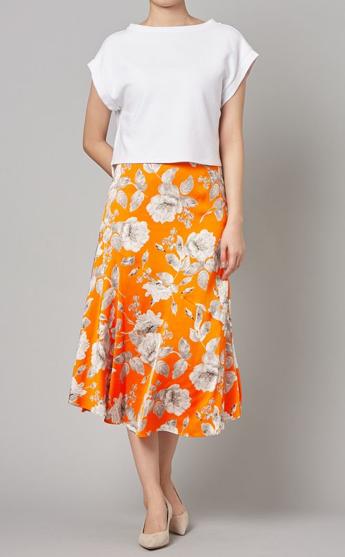 ビッグフラワープリントミディスカート
