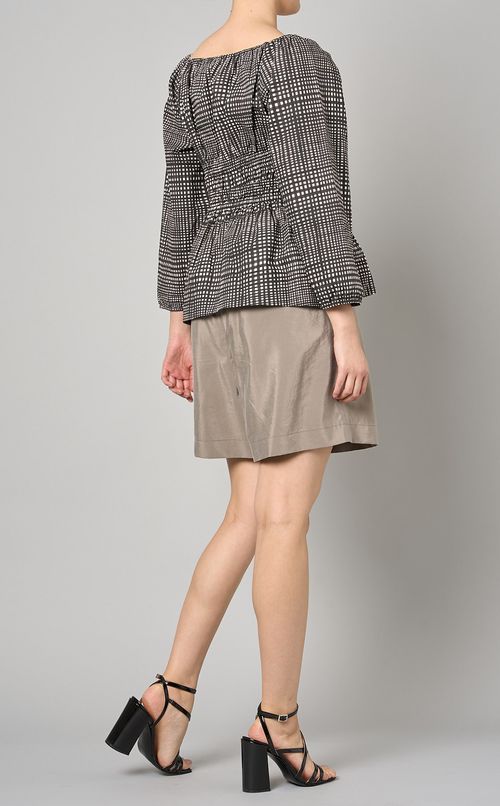 コットンスクエアネックギャザーブラウス