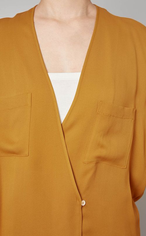 カシュクールロングスリーブブラウス