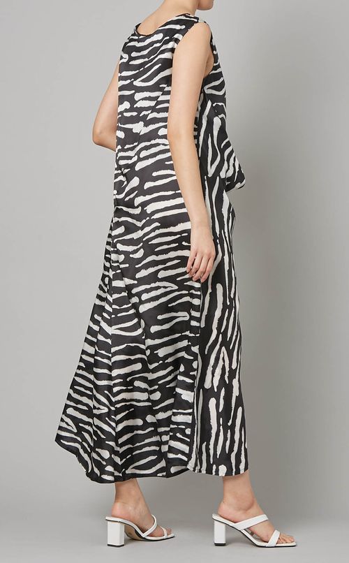 ストライププリントノースリーブワンピース