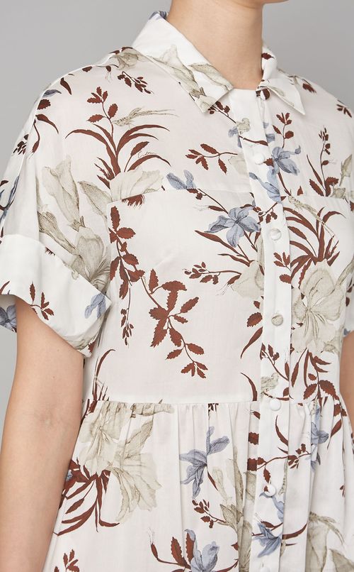 プリントティアードシャツワンピース