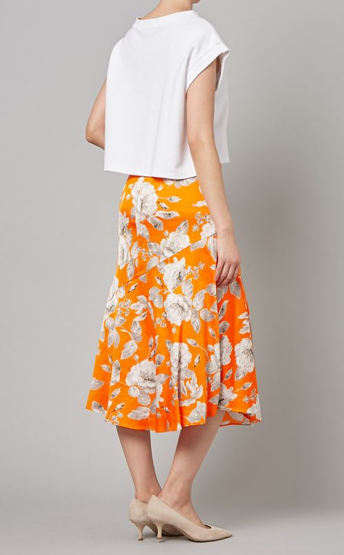 ビッグフラワープリントミディスカート