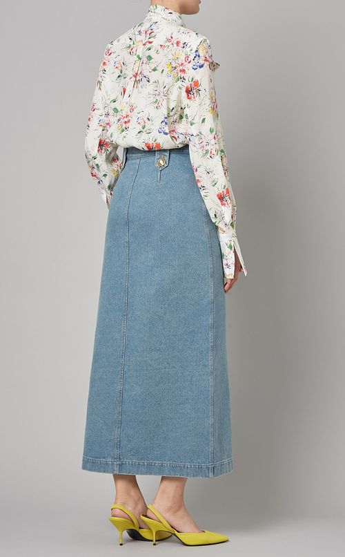 マルチフラワープリントボウタイブラウス