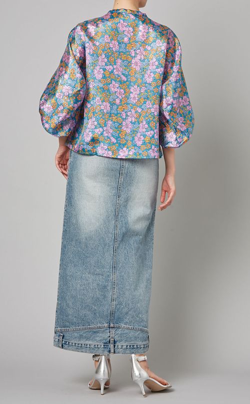 シャイニークレープギャザーブラウス