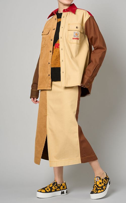 カラーブロックスリットスカート