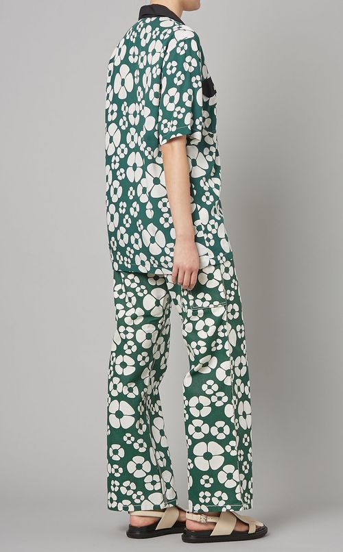 フラワープリントフロントポケットシャツ