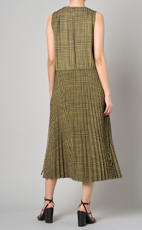 チェックプリーツノースリーブドレス