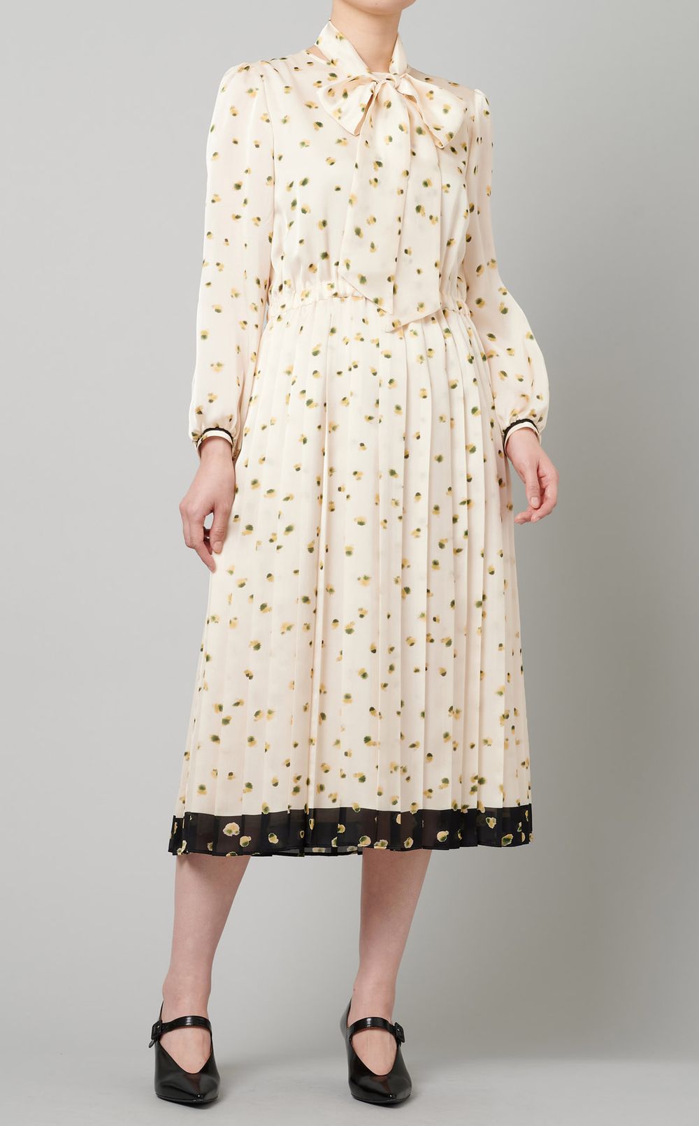 配色ヘムプリーツワンピース