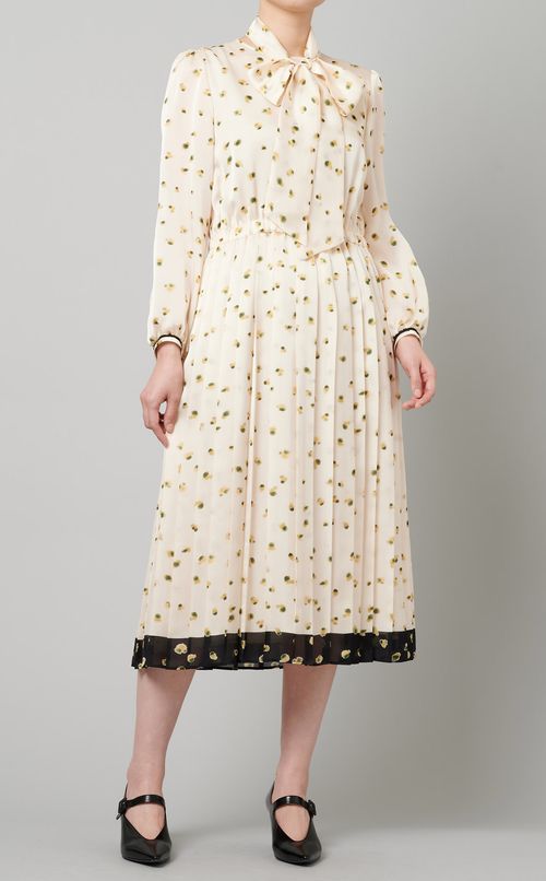 配色ヘムプリーツワンピース