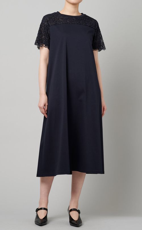 レース切替フレアワンピース