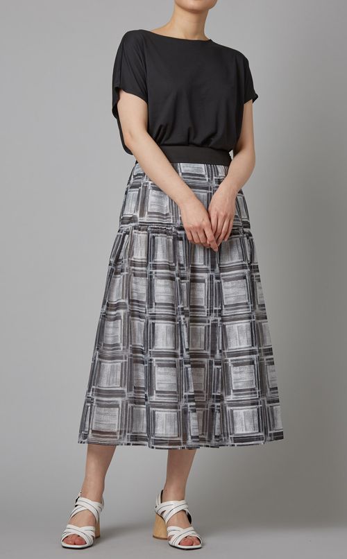 チェックプリントティアードスカート