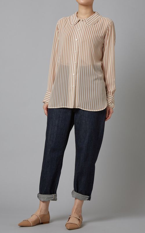 ラウンドカラーシャツブラウス