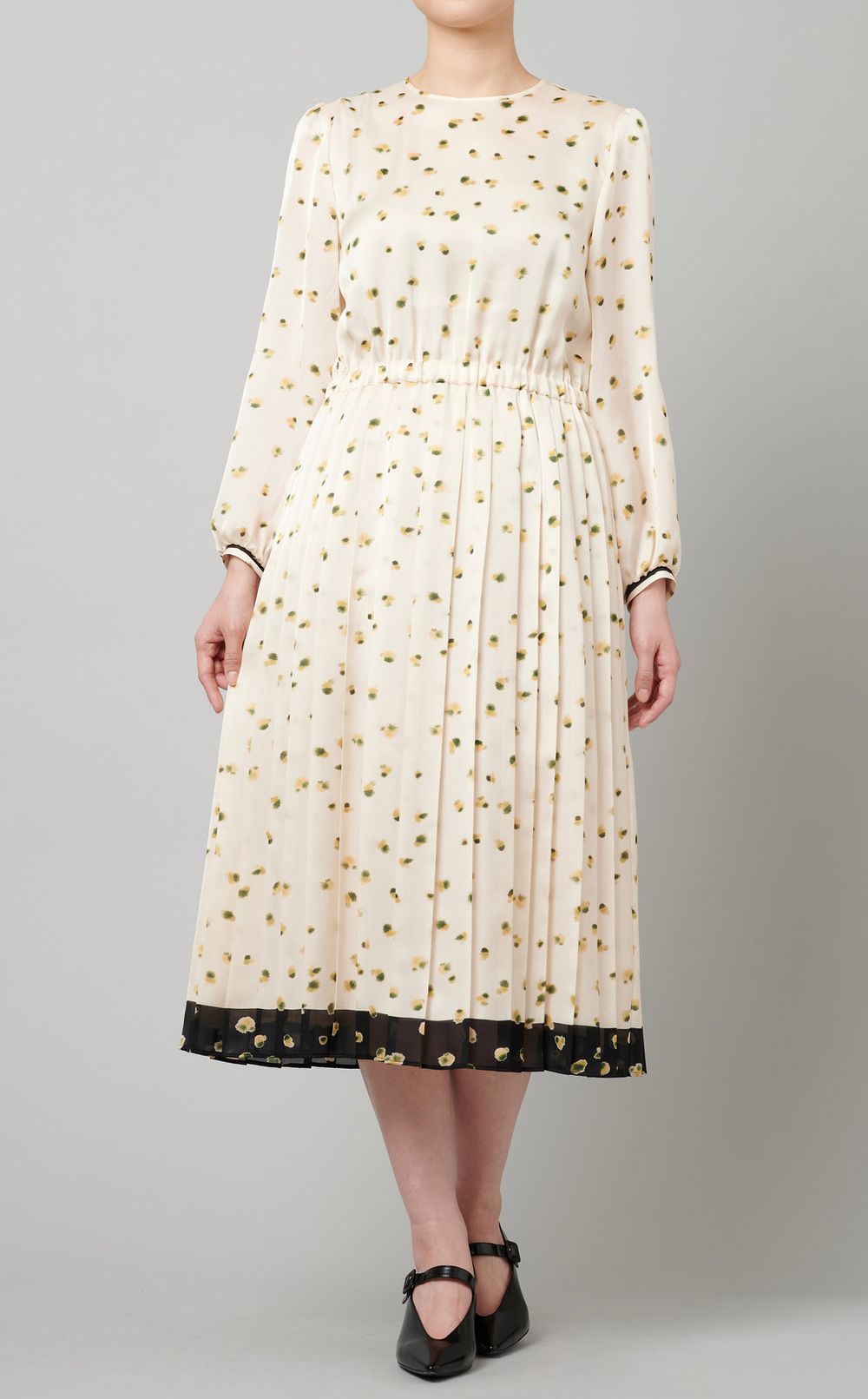 配色ヘムプリーツワンピース