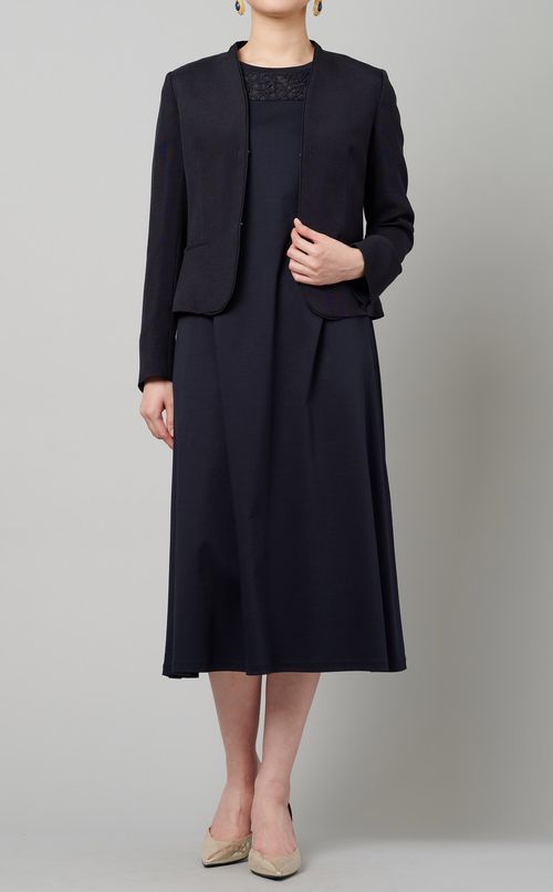 レース切替フレアワンピース