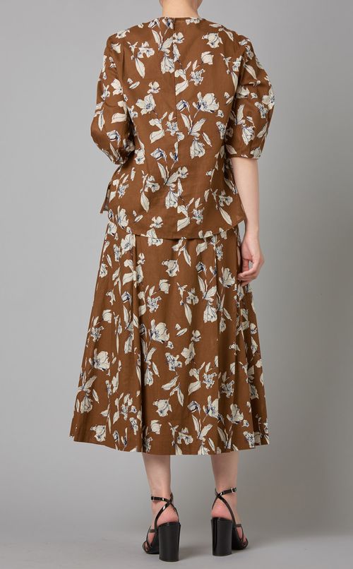 パフスリーブプリントブラウス