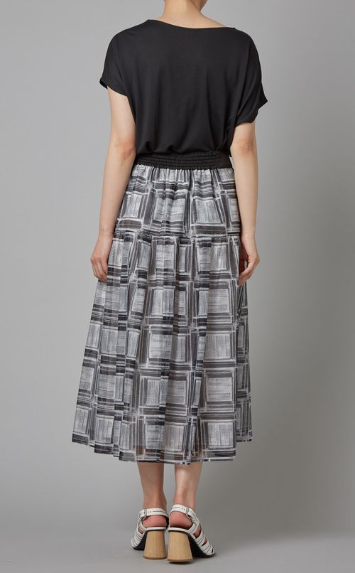 チェックプリントティアードスカート