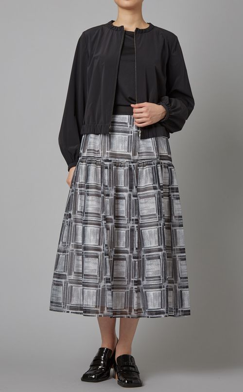 チェックプリントティアードスカート